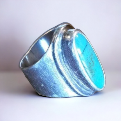 Antique Sterling Silver & Turquoise Gem Ring