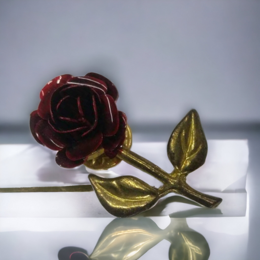 Red & Gold Rose Brooch Lapel Pin