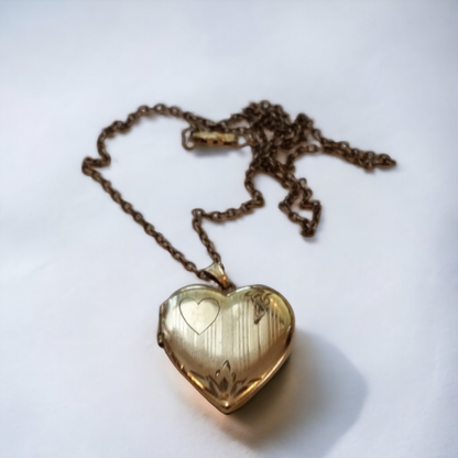 Antique Art Deco Gold Heart Shaped Locket Sweetheart Gift