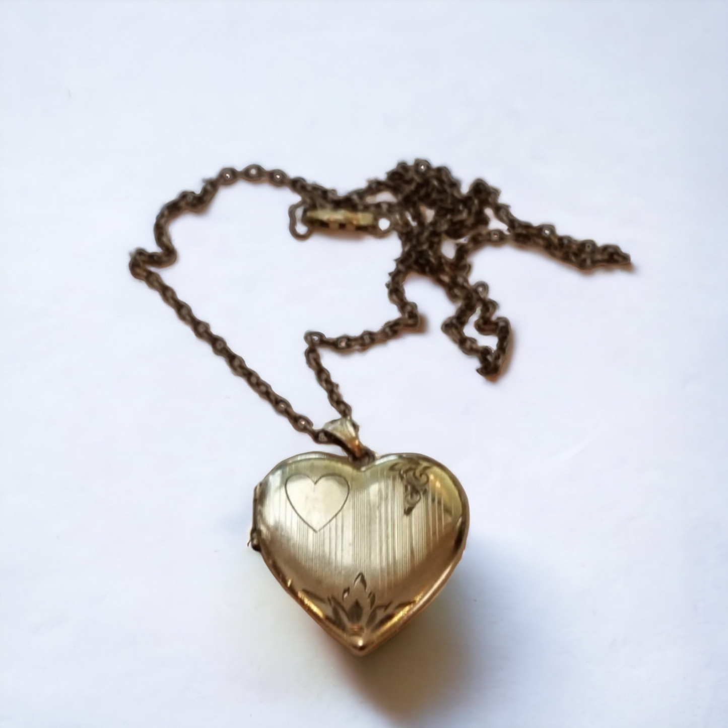 Antique Art Deco Gold Heart Shaped Locket Sweetheart Gift