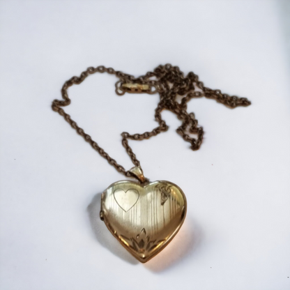 Antique Art Deco Gold Heart Shaped Locket Sweetheart Gift