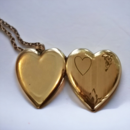 Antique Art Deco Gold Heart Shaped Locket Sweetheart Gift