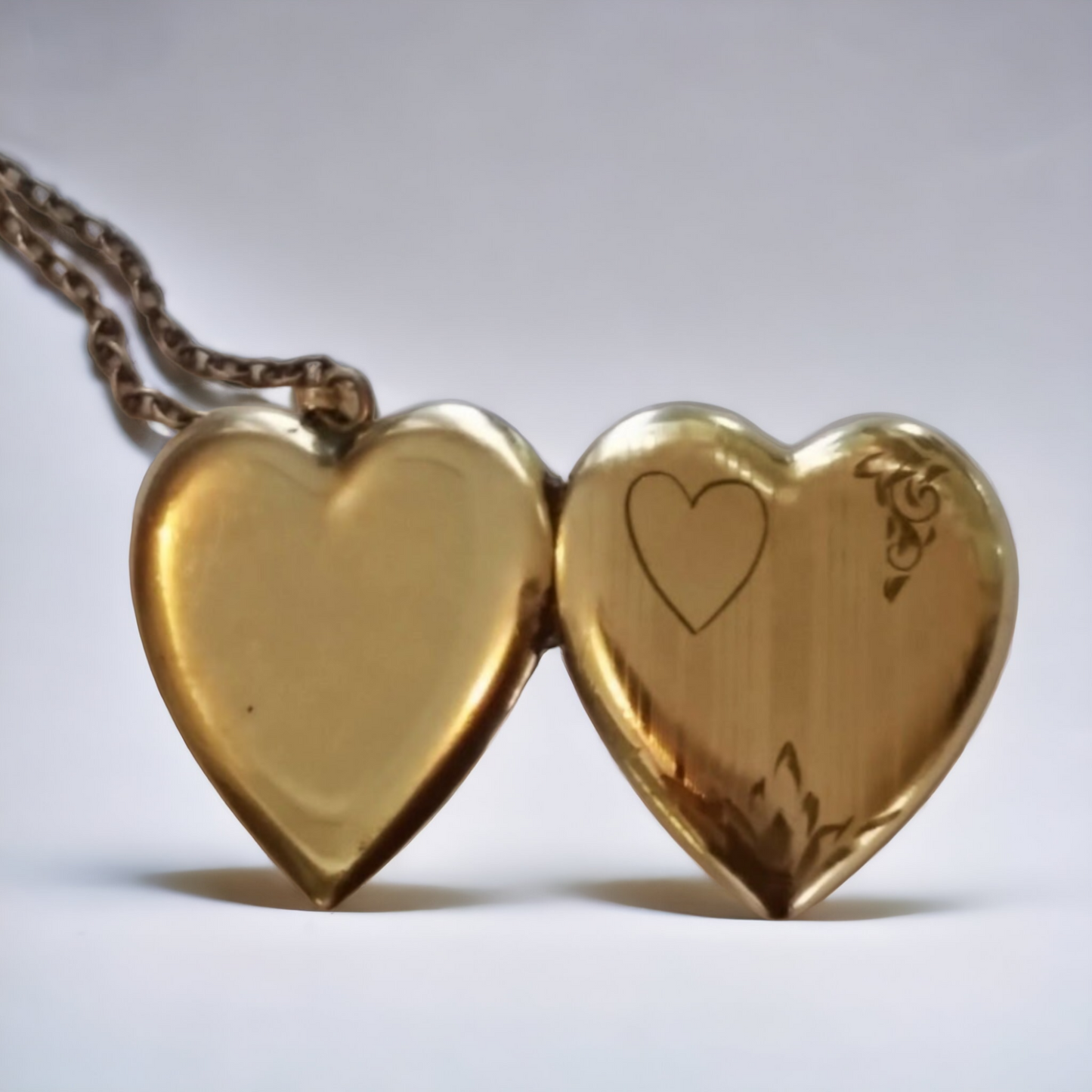 Antique Art Deco Gold Heart Shaped Locket Sweetheart Gift