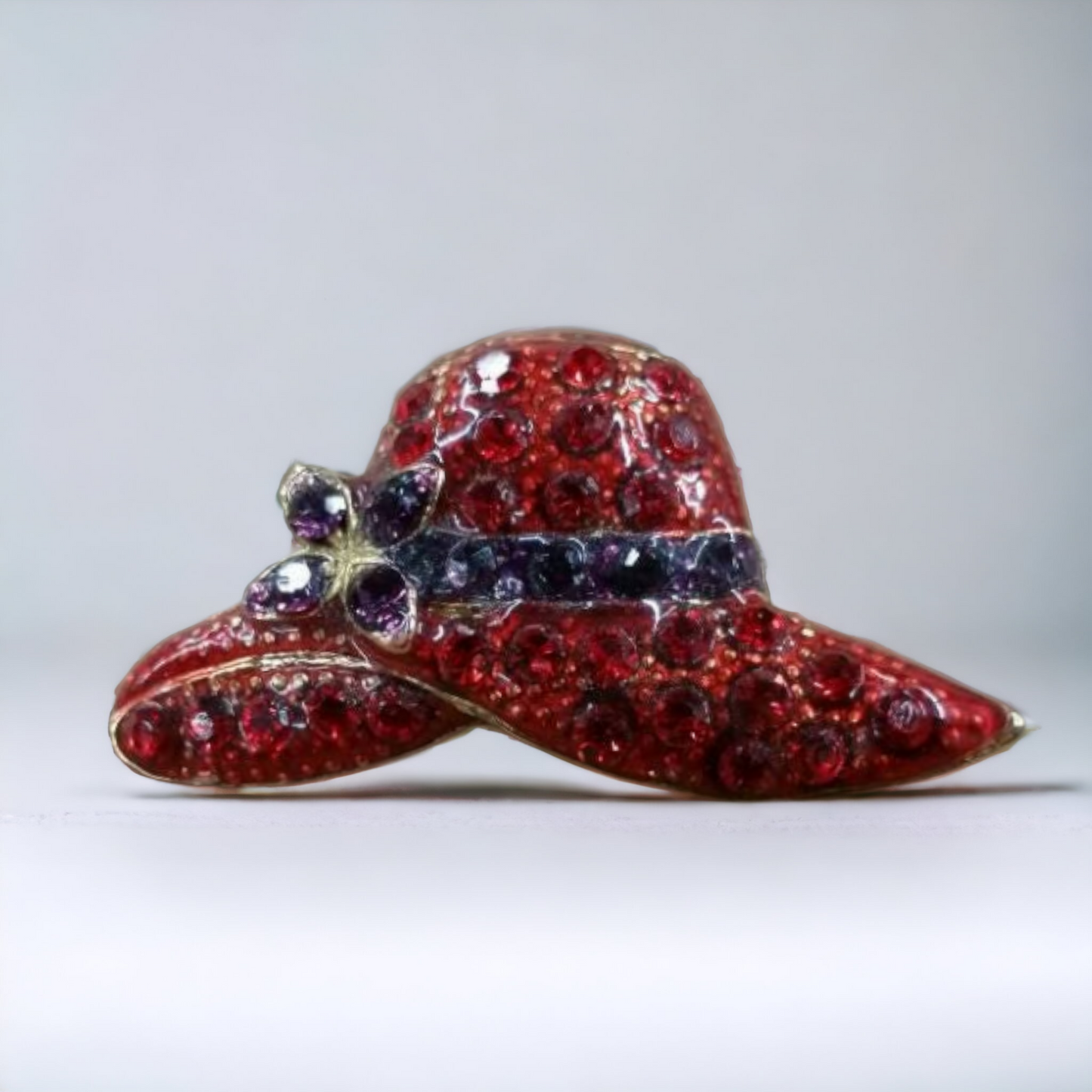 Vintage Rhinestone Red Hat Society Brooch