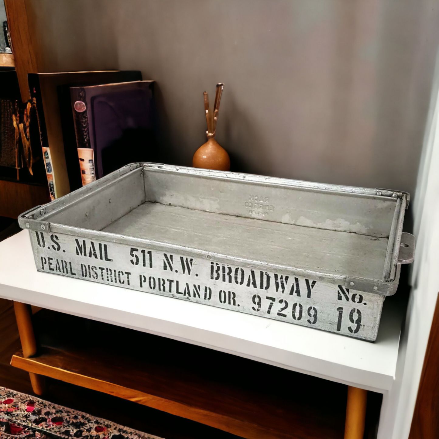 Post Office Mail Sorting Tray Antique Industrial Bin