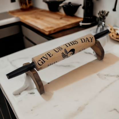 Inspirational Wooden Rolling Pin Give Us This Day Our Daily Bread Matt 6:11