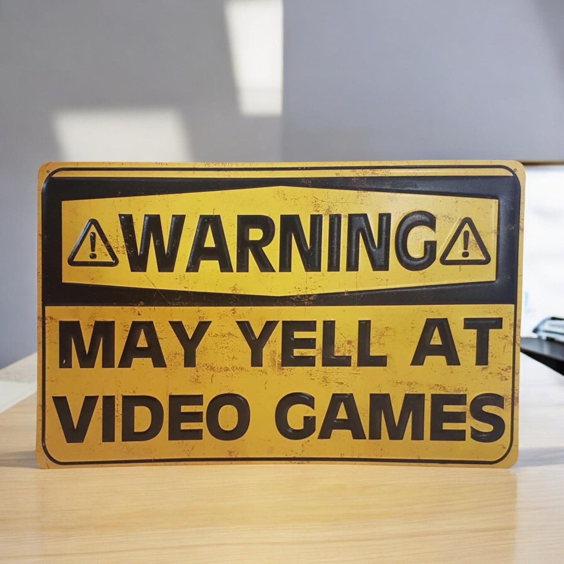 Metal Video Game Sign Warning May Yell At Video Games