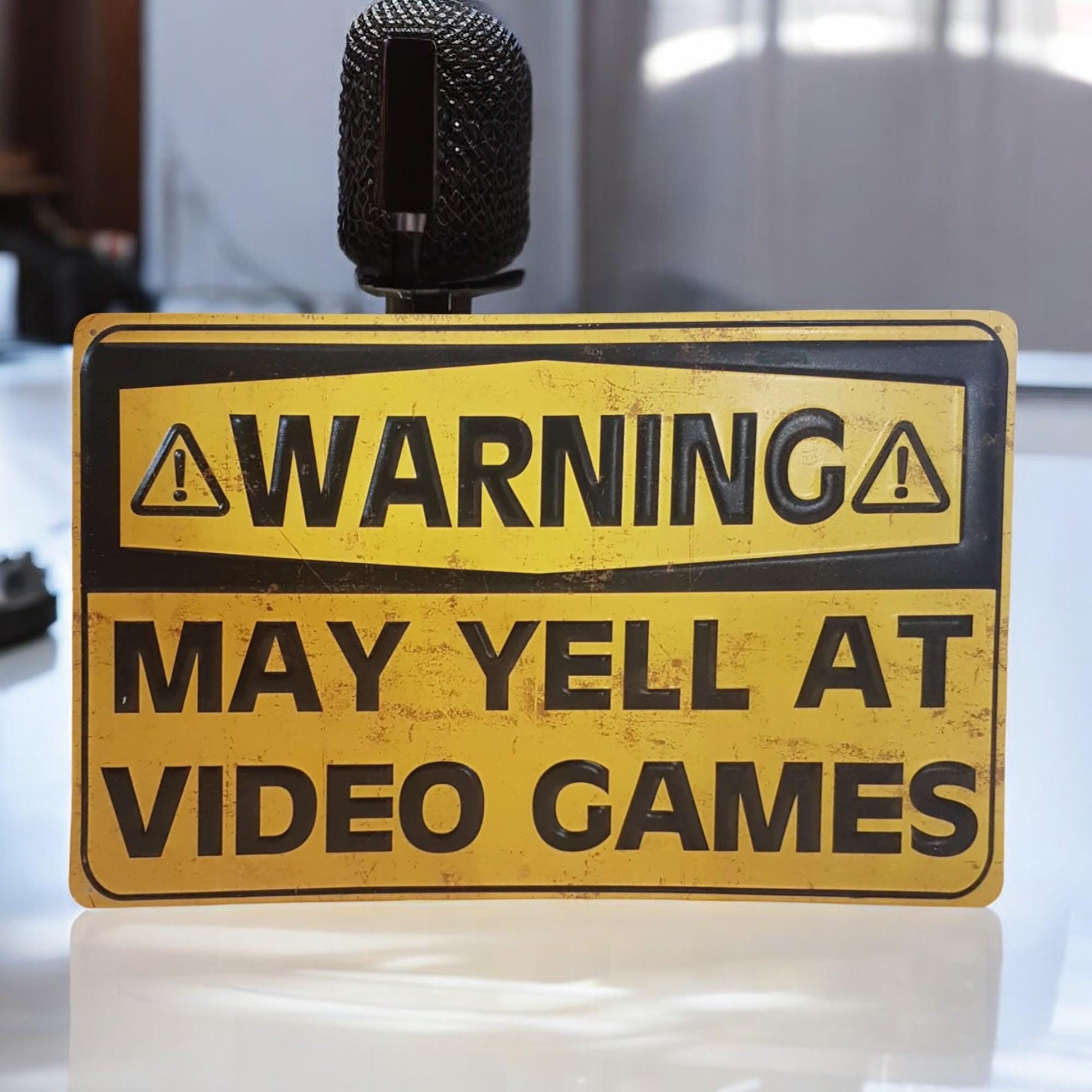 Metal Video Game Sign Warning May Yell At Video Games