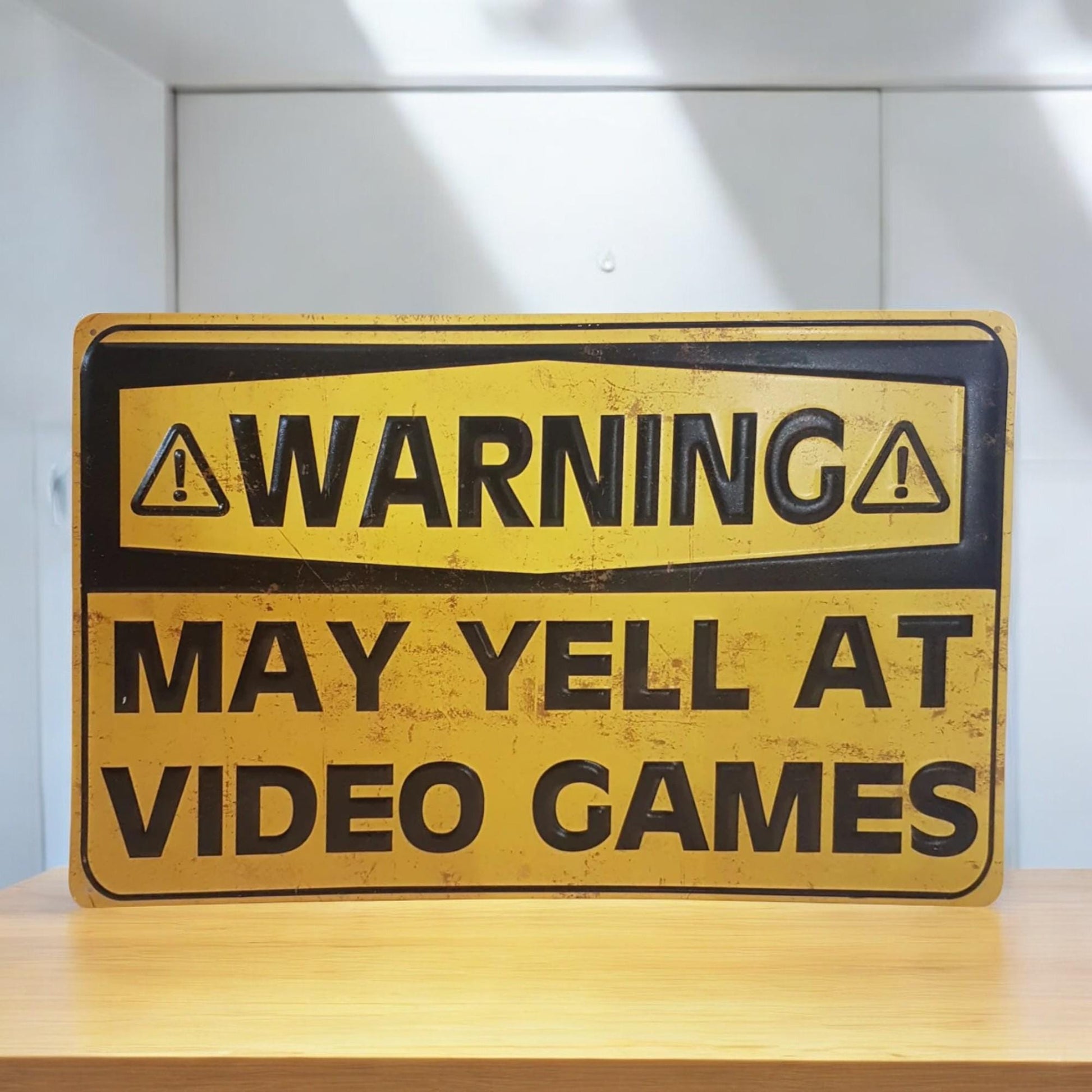 Metal Video Game Sign Warning May Yell At Video Games