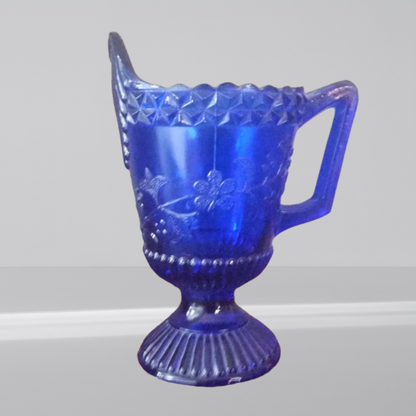 Cobalt Blue Pressed Glass Cream Pitcher Glass Collectible