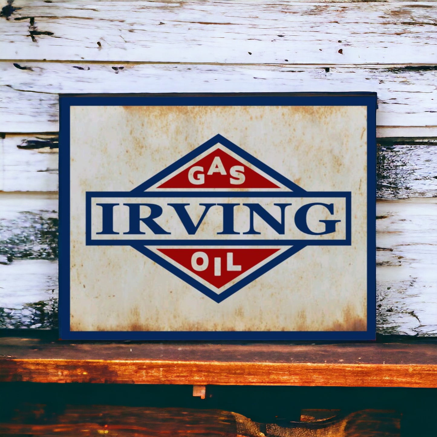 Irving Gas And Oil Sign Weathered Rusty Metal Sign
