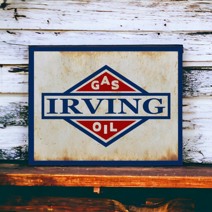 Irving Gas And Oil Sign Weathered Rusty Metal Sign