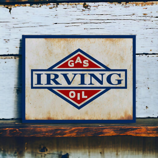 Irving Gas And Oil Sign Weathered Rusty Metal Sign