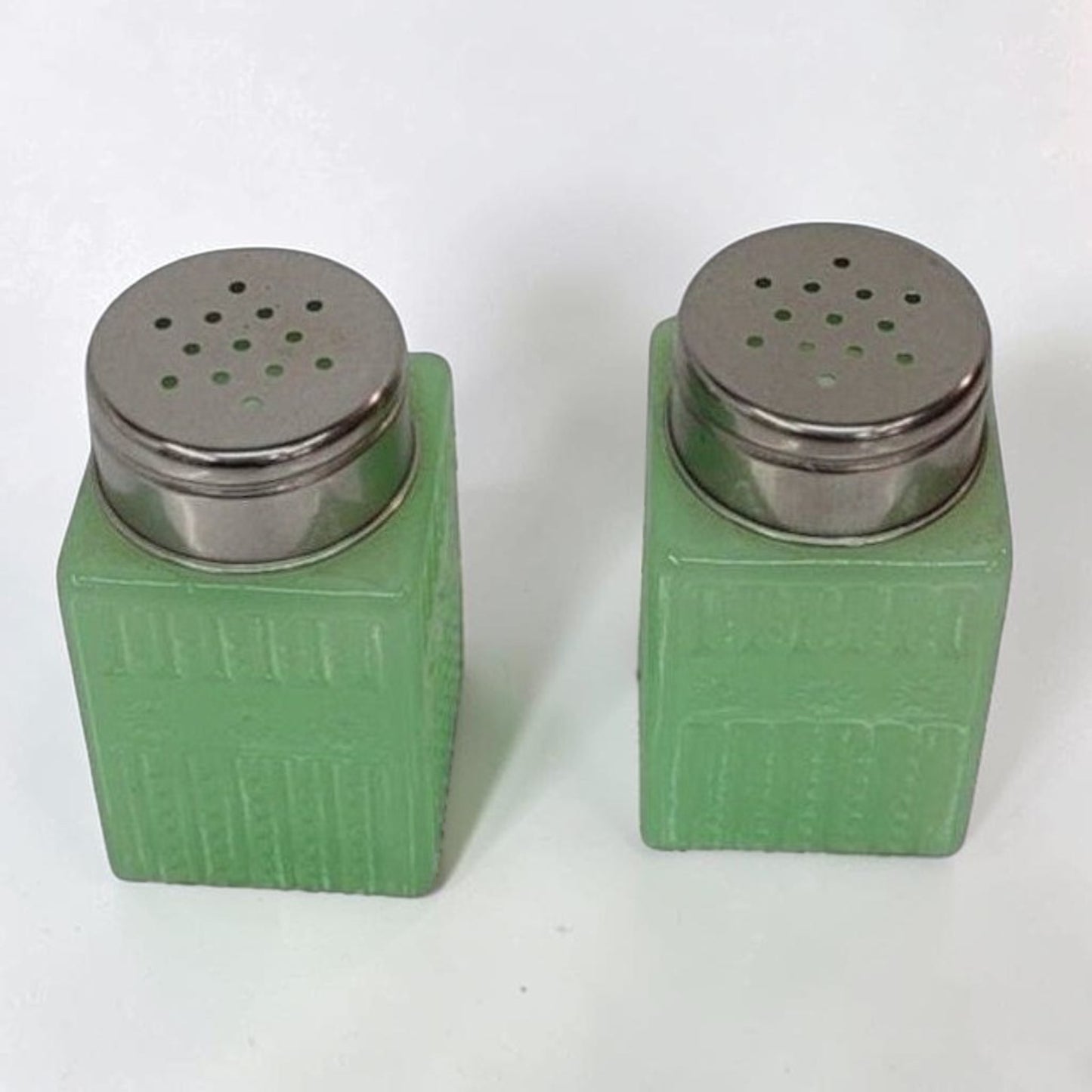 Vintage Jadeite Glass Salt & Pepper Shakers
