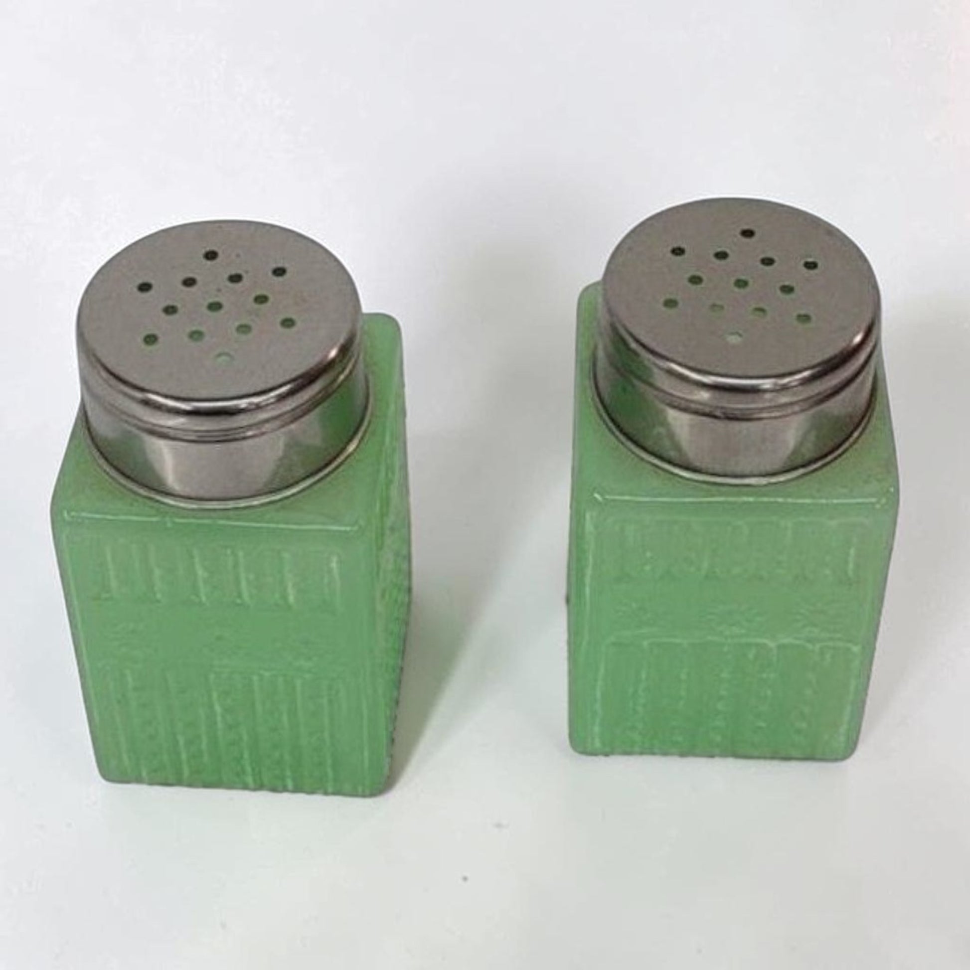 Vintage Jadeite Glass Salt & Pepper Shakers