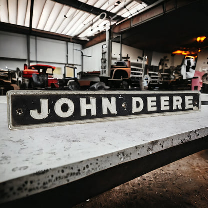 Large Embossed John Deere Metal Tractor Decal Aluminum