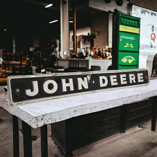 Large Embossed John Deere Metal Tractor Decal Aluminum