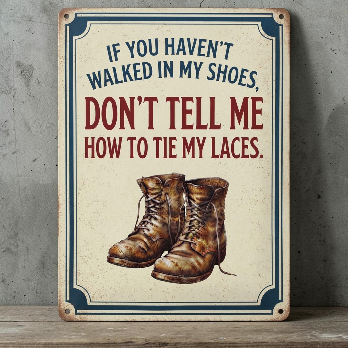 If you haven't walked in my shoes
sign