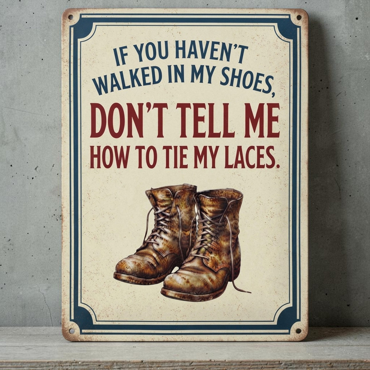 If you haven't walked in my shoes
sign