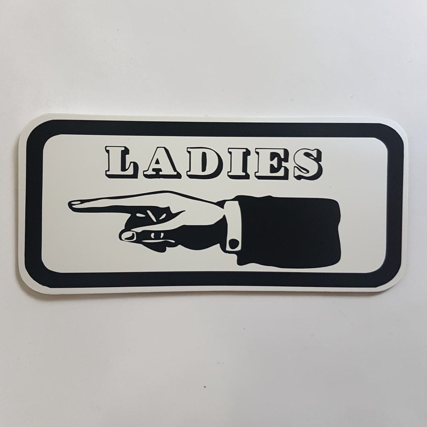 Ladies direction sign
Gentlemen direction sign
Antique hand sign
Bathroom wayfinding sign
Aluminum restroom decor