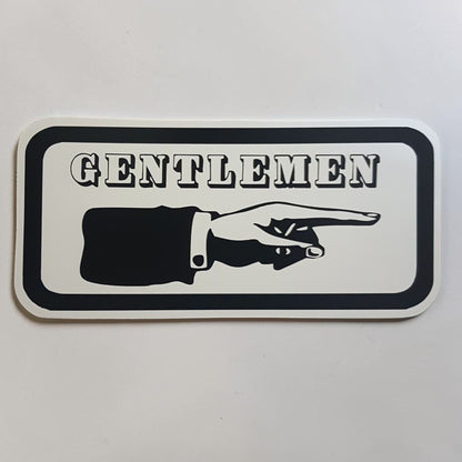 Ladies direction sign
Gentlemen direction sign
Antique hand sign
Bathroom wayfinding sign
Aluminum restroom decor