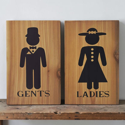 Victorian ladies sign
Victorian gents sign
Hand-painted bathroom sign
Reclaimed wall decor
Elegant restroom sign set