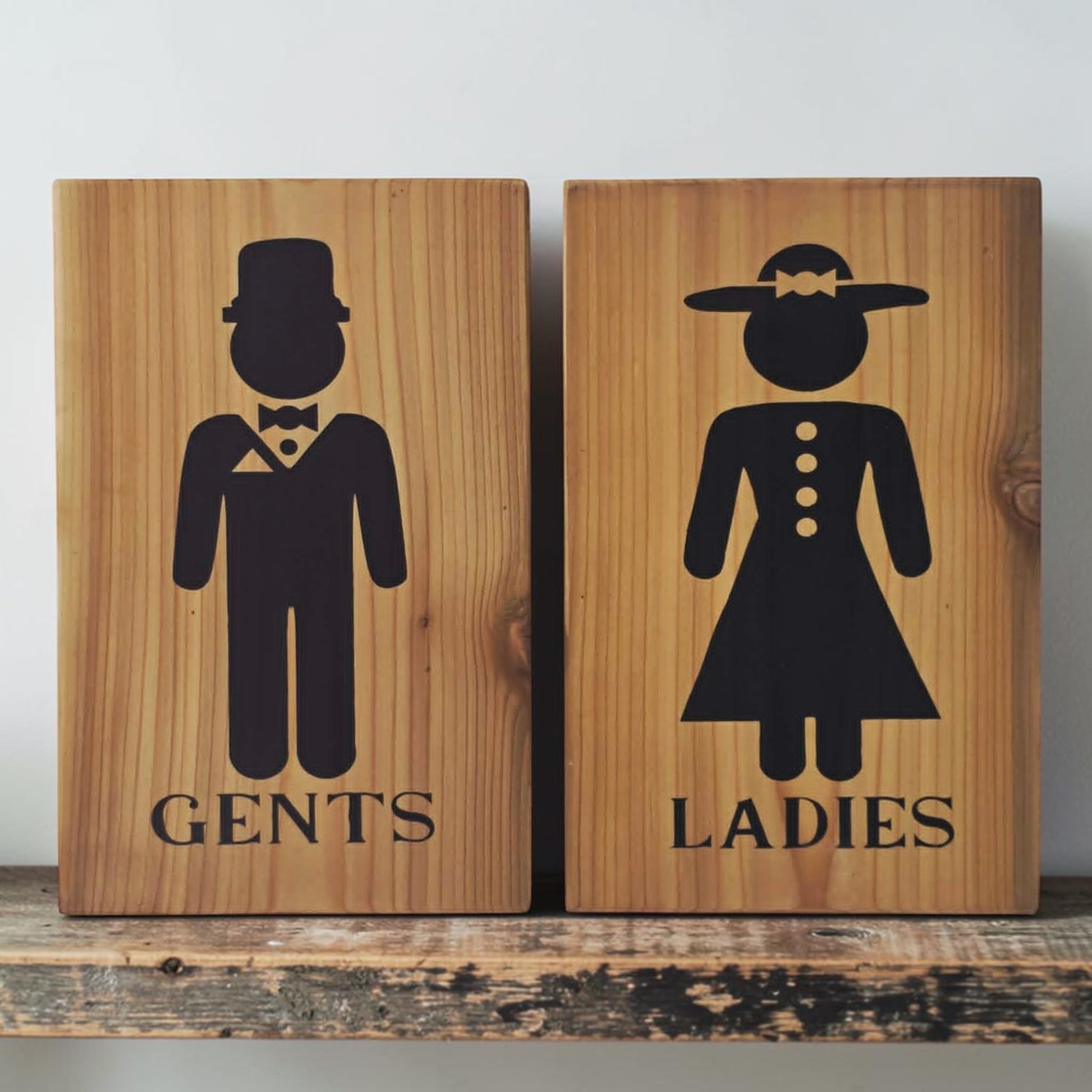 Victorian ladies sign
Victorian gents sign
Hand-painted bathroom sign
Reclaimed wall decor
Elegant restroom sign set
