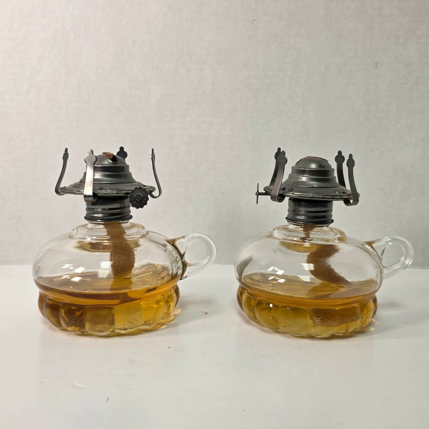 Vintage Lamplight Farms Beaded Finger Oil Lamps Pair