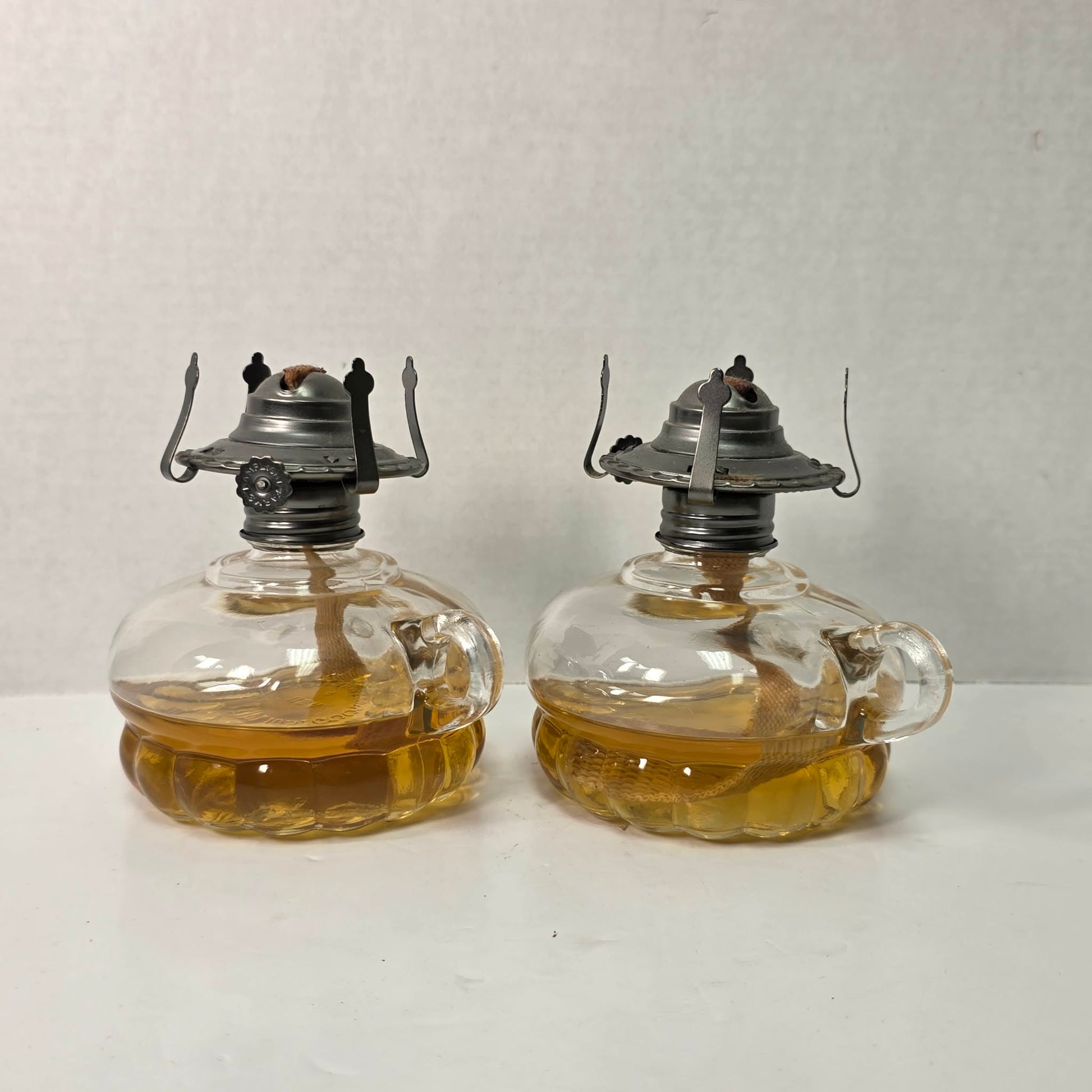 Vintage Lamplight Farms Beaded Finger Oil Lamps Pair
