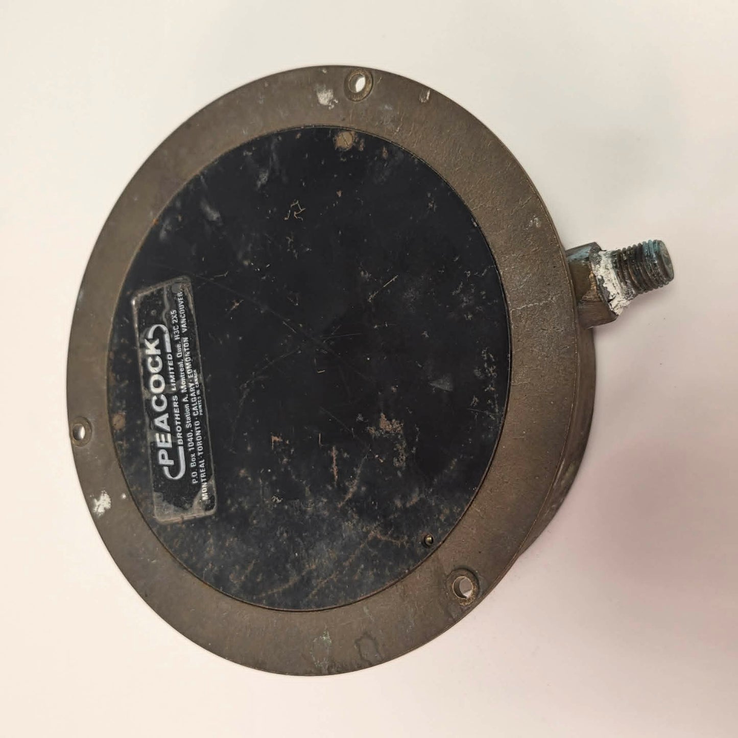 Large antique Budenberg brass pressure gauge from Broadheath, Manchester.
