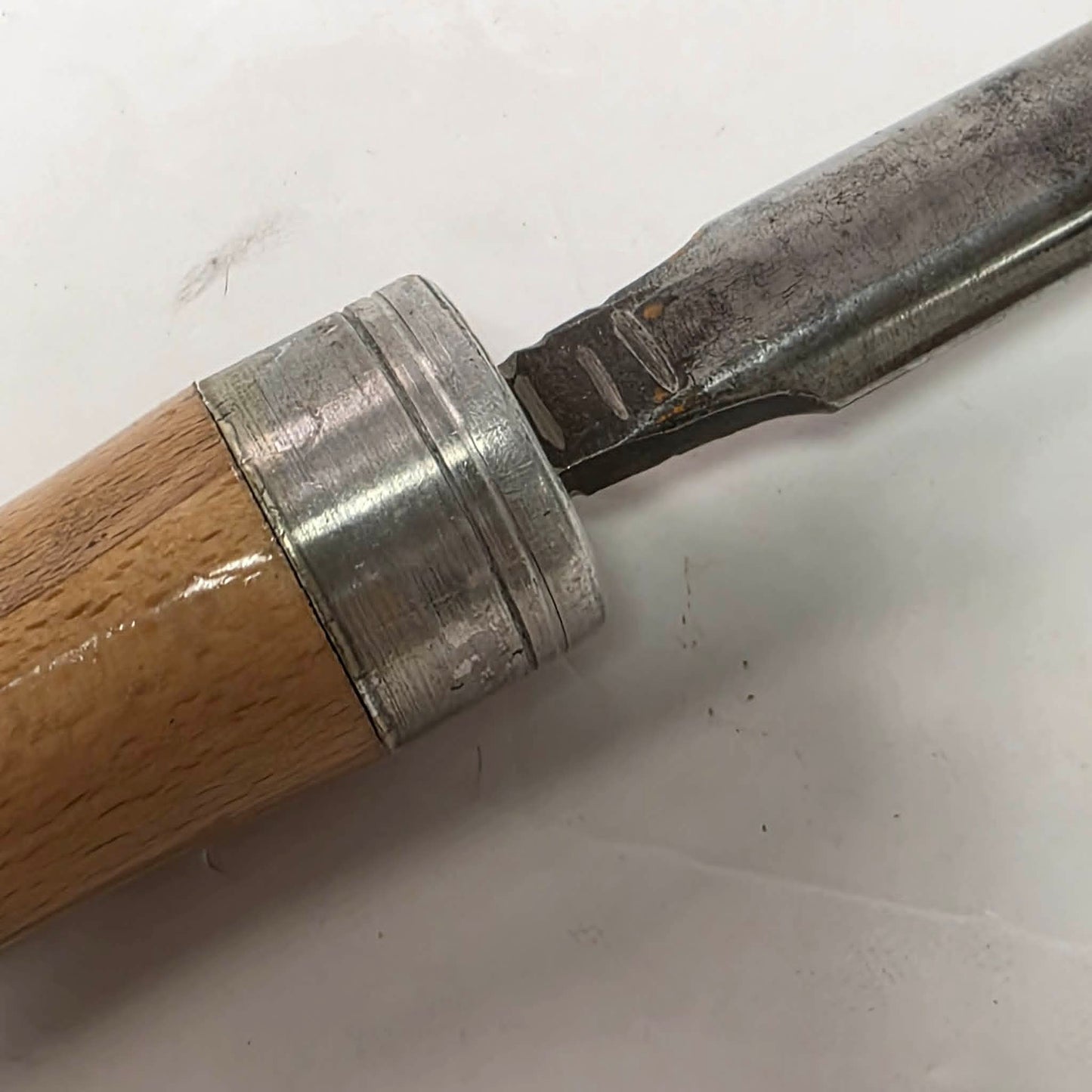A substantial vintage woodturning gouge built for quality craftsmanship, shaping, and precision lathe work.