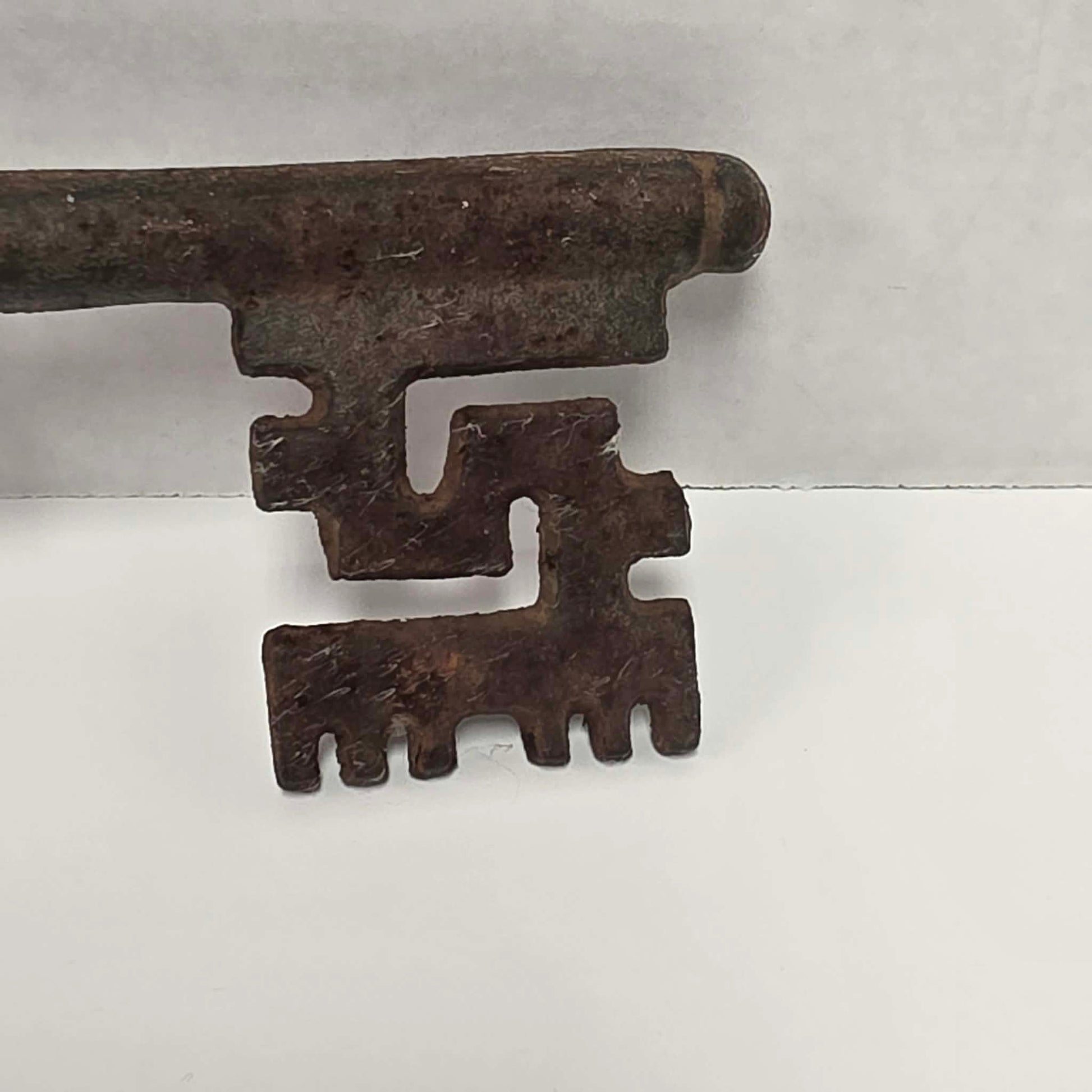 Large ornate cast iron Gothic medieval castle and church key.

