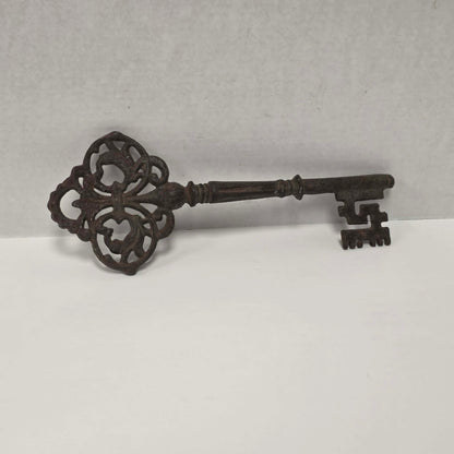 Large ornate cast iron Gothic medieval castle and church key.

