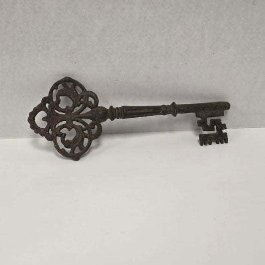 Large ornate cast iron Gothic medieval castle and church key.
