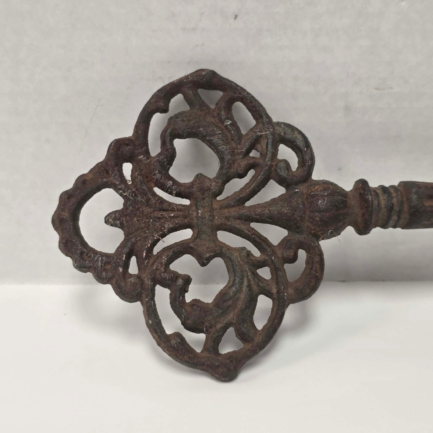 Large ornate cast iron Gothic medieval castle and church key.
