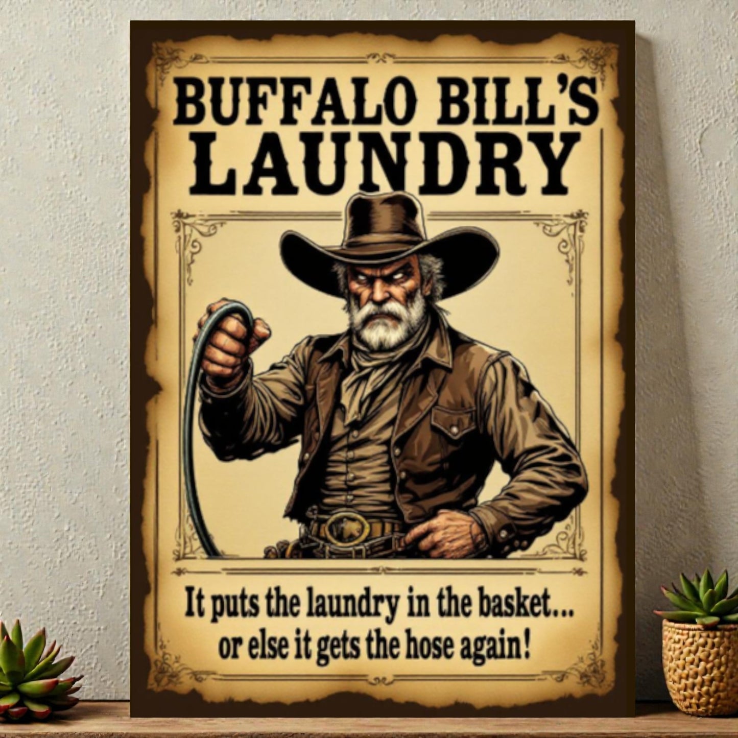 Buffalo Bill’s Laundry – Old West Style Funny Laundry Room Sign