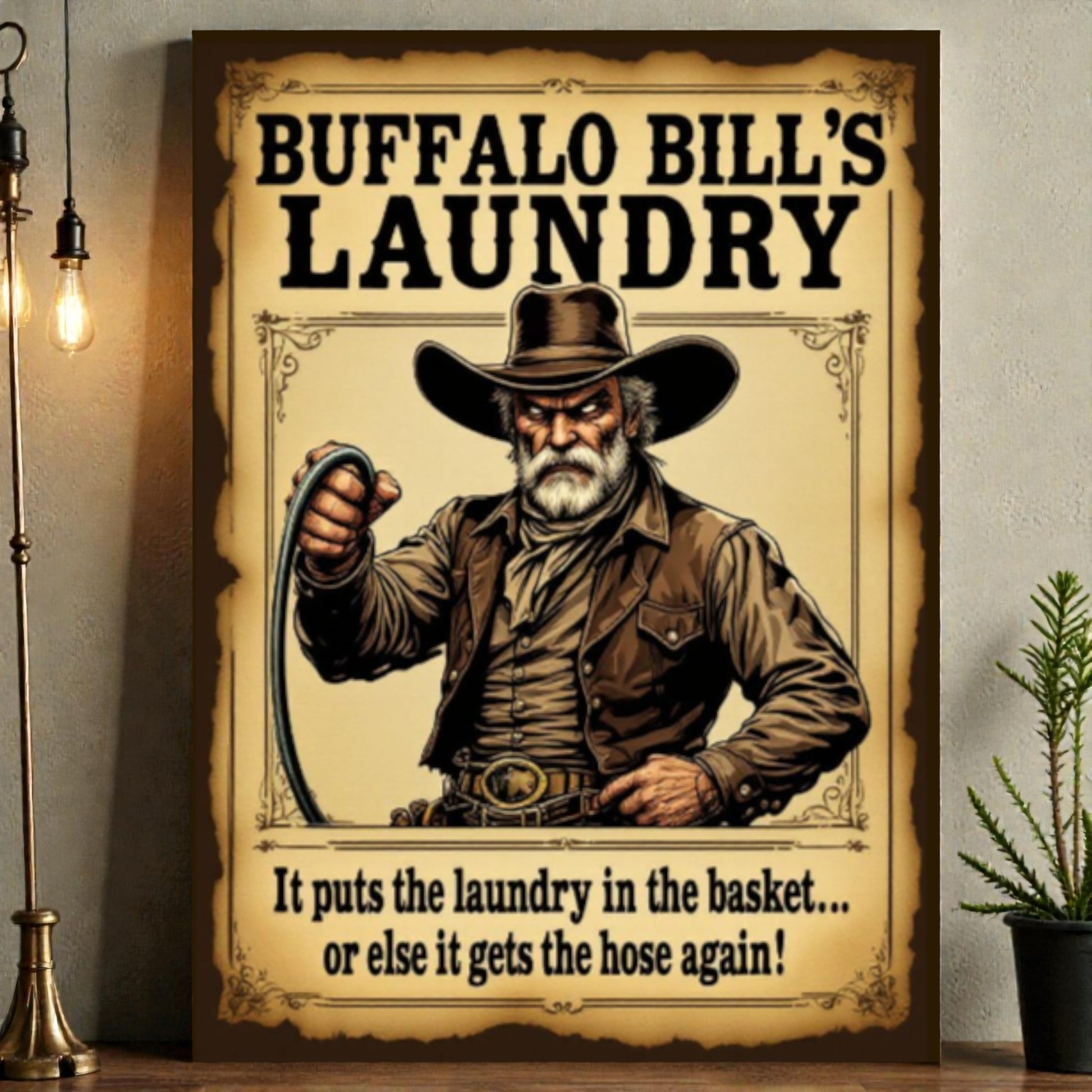 Buffalo Bill’s Laundry – Old West Style Funny Laundry Room Sign