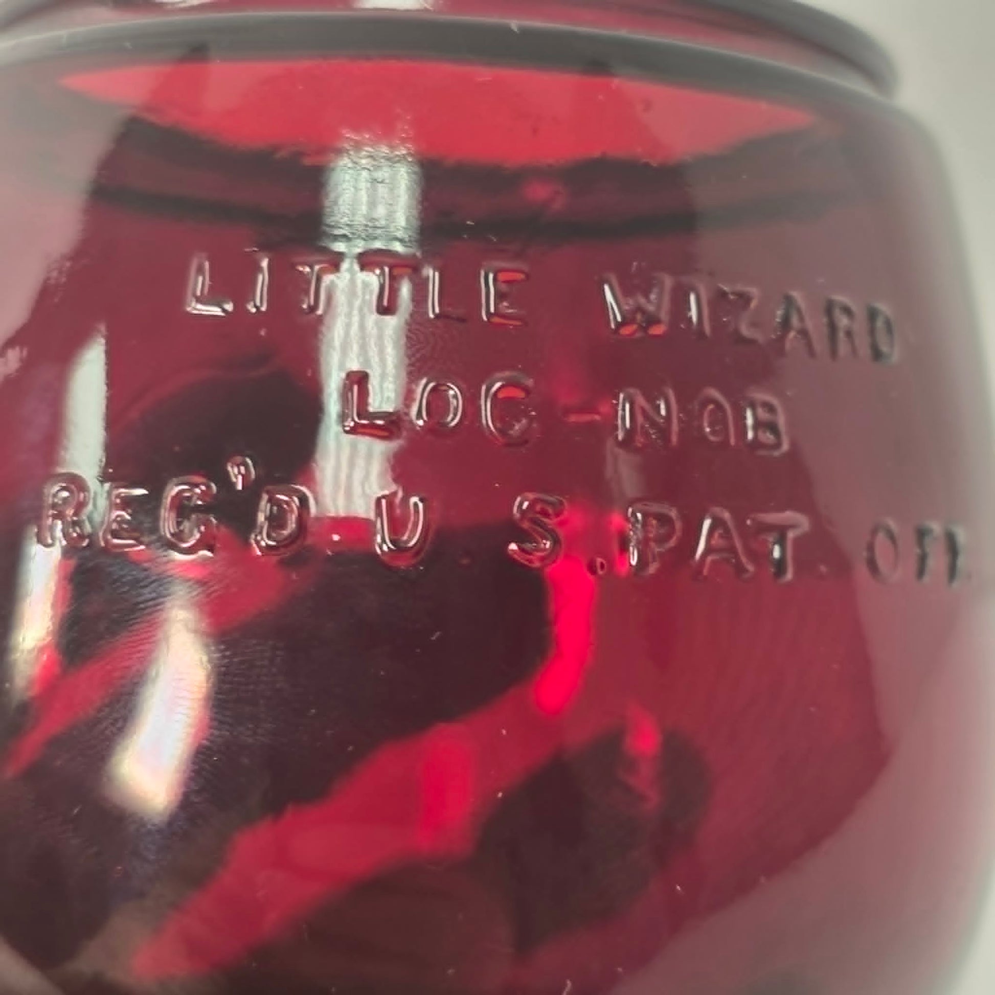 Mint condition Ruby Red Little Wizard globe by Dietz, Syracuse NY, USA.