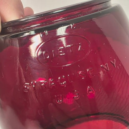 Mint condition Ruby Red Little Wizard globe by Dietz, Syracuse NY, USA.