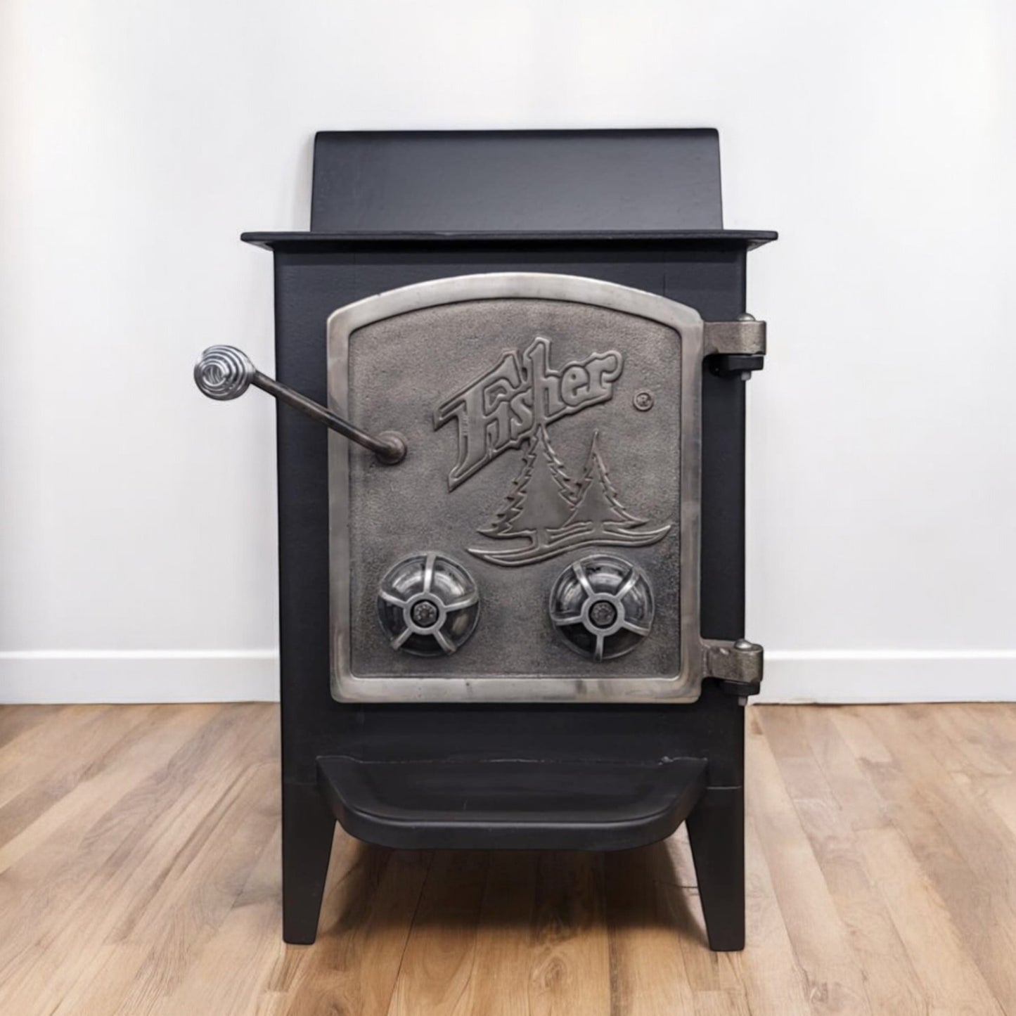 ( Reserved James ) Fisher Wood Stove Mama Bear With Cathedral Nickel Door