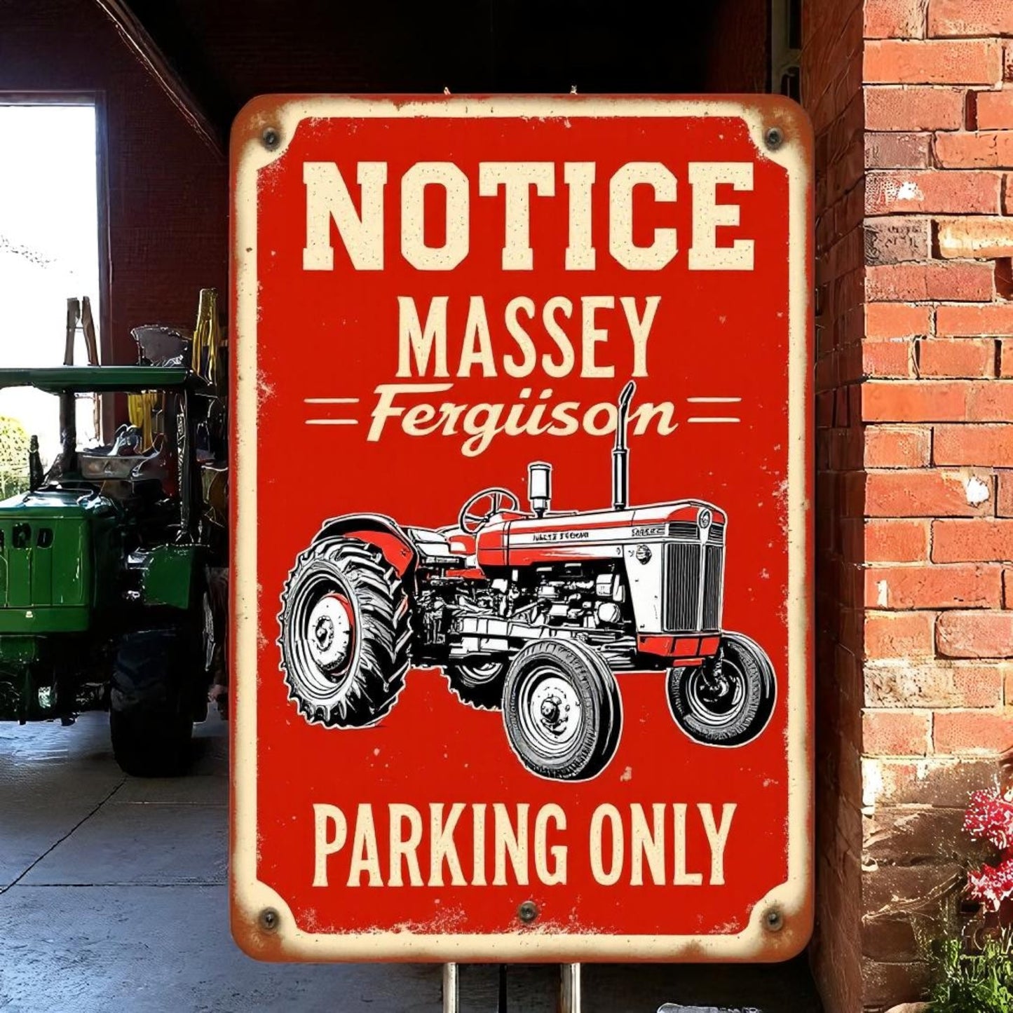 Notice: Massey Parking Only – Tractor Parking Sign