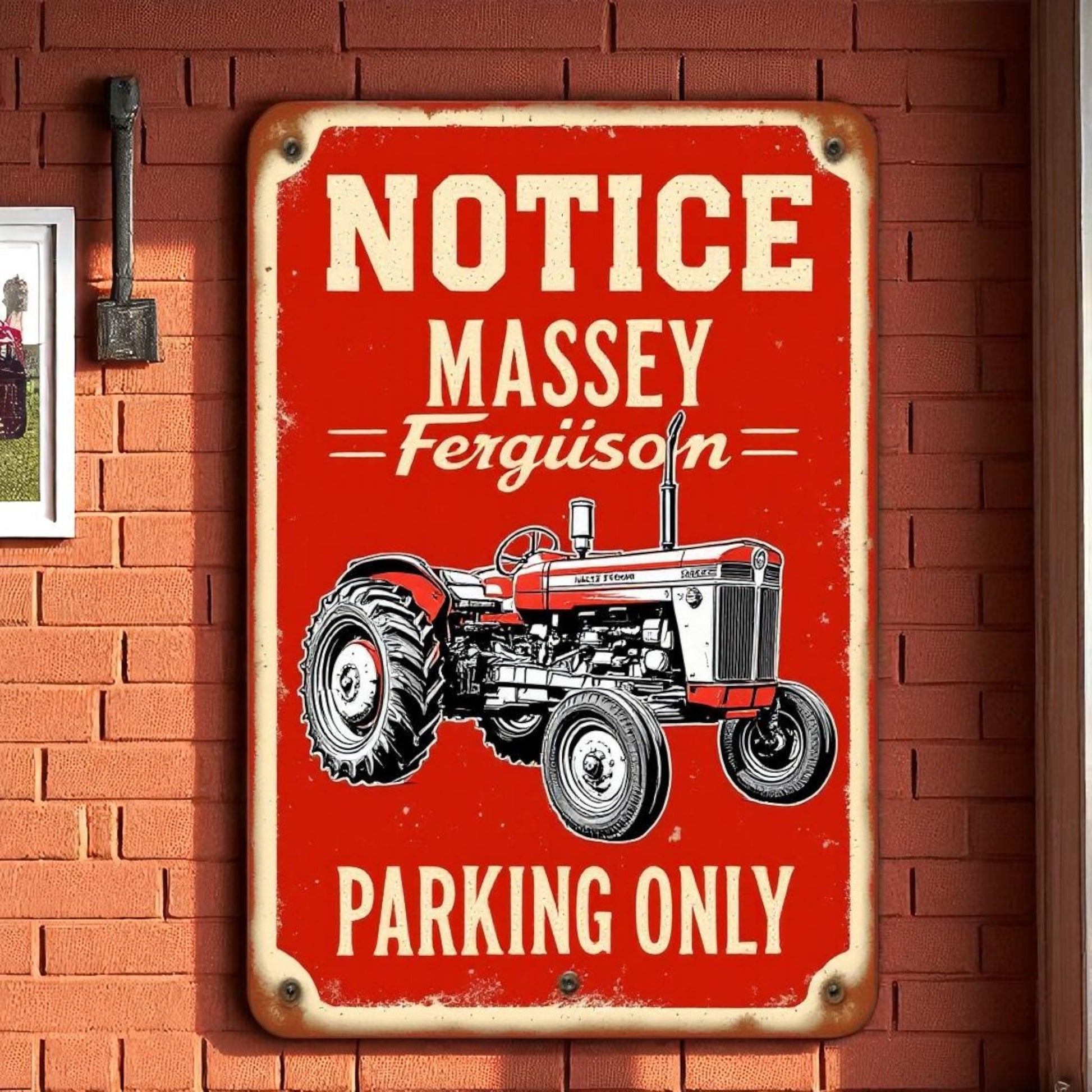 Notice: Massey Parking Only – Tractor Parking Sign