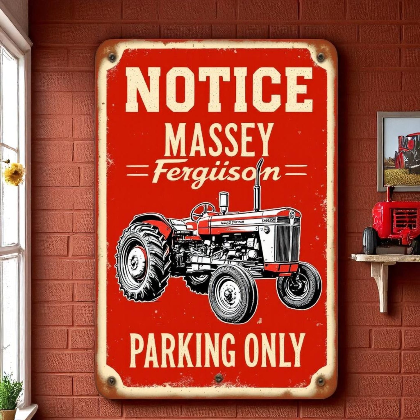 Notice: Massey Parking Only – Tractor Parking Sign