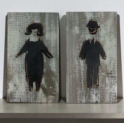 His bathroom sign
Hers bathroom sign
3D restroom sign
Handmade wood sign
Reclaimed wood decor