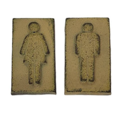 Cast Iron Bathroom Signs Men & Women Bathroom Decor