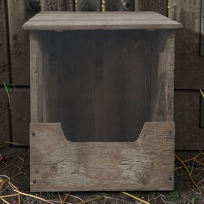 Hand-built reclaimed nesting box for chickens or rabbits, available in two sizes.