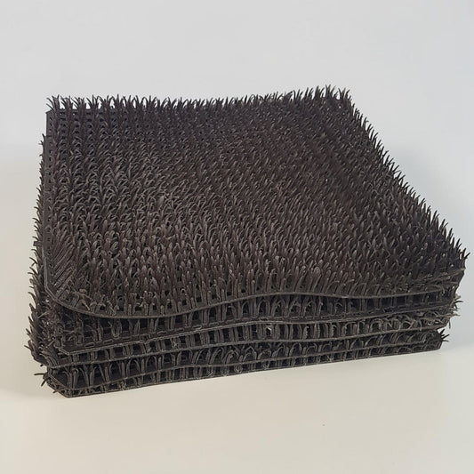 Set of 6 heavy duty plastic chicken nesting box pads 12x12 used for poultry nesting boxes and egg laying comfort.