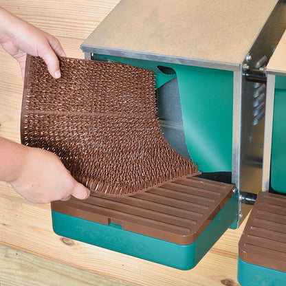 Set of 6 heavy duty plastic chicken nesting box pads 12x12 used for poultry nesting boxes and egg laying comfort.