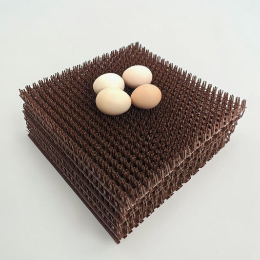 Set of 6 heavy duty plastic chicken nesting box pads 12x12 used for poultry nesting boxes and egg laying comfort.