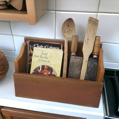 wood crate hand crafted kitchen organizer